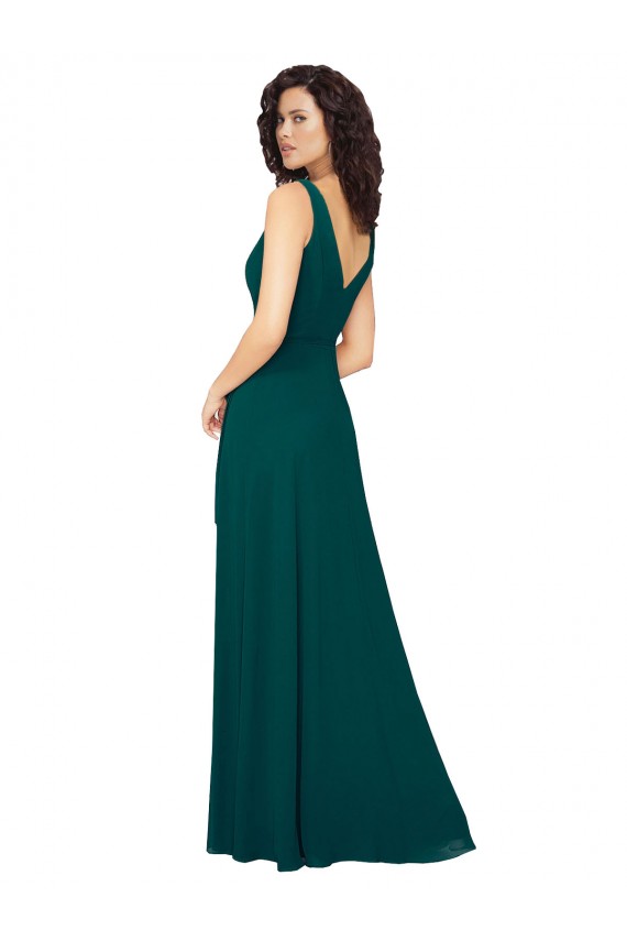 Buy V-Neck Chiffon Bridesmaid Dress with Front Skirt Slit UK