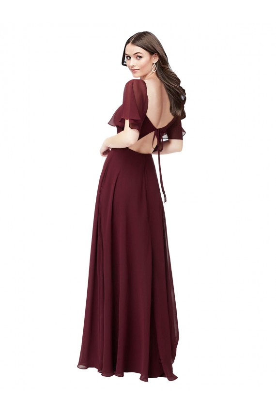 Buy Chiffon Flutter Sleeve Sweetheart Bridesmaid Dress UK