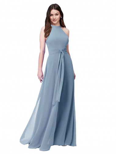 Buy Halter High Neck Chiffon Dress with Sash UK