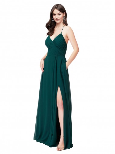 Buy Chiffon Bridesmaid Dress with Draped Surplice Bodice UK
