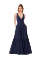 Buy Floor Length Deep V-Neck Ruched Chiffon Long Bridesmaid Dress UK