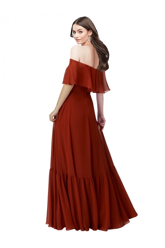 Buy Off the Shoulder Ruffle Chiffon Bridesmaid Dress UK