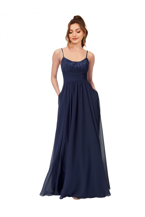 Buy Long Chantilly Lace and Ruched Chiffon Bridesmaid Dress UK