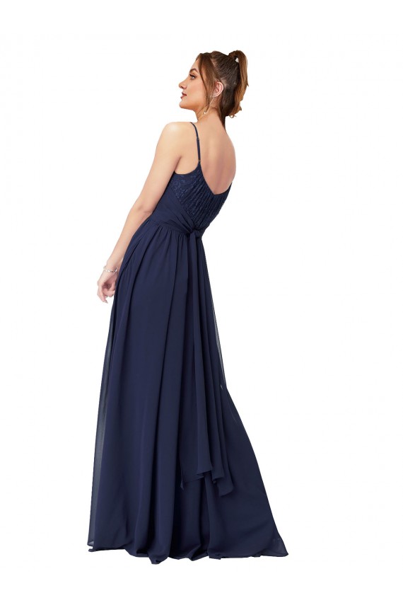 Buy Long Chantilly Lace and Ruched Chiffon Bridesmaid Dress UK