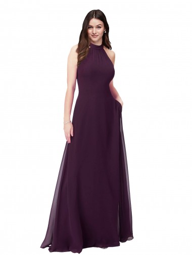 Buy Chiffon High-Halter Bridesmaids Dress with Keyhole Back UK