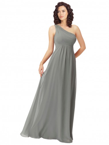 Buy Embroidered One Shoulder Chiffon Bridesmaid Dress UK