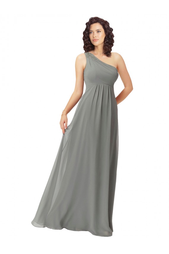 Buy Embroidered One Shoulder Chiffon Bridesmaid Dress UK