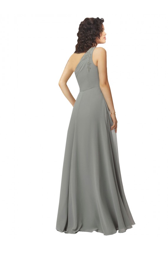 Buy Embroidered One Shoulder Chiffon Bridesmaid Dress UK