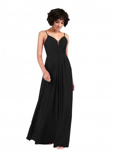 Buy Simple V-Neckline Chiffon Formal Bridesmaid Dress with Pleated Skirt UK