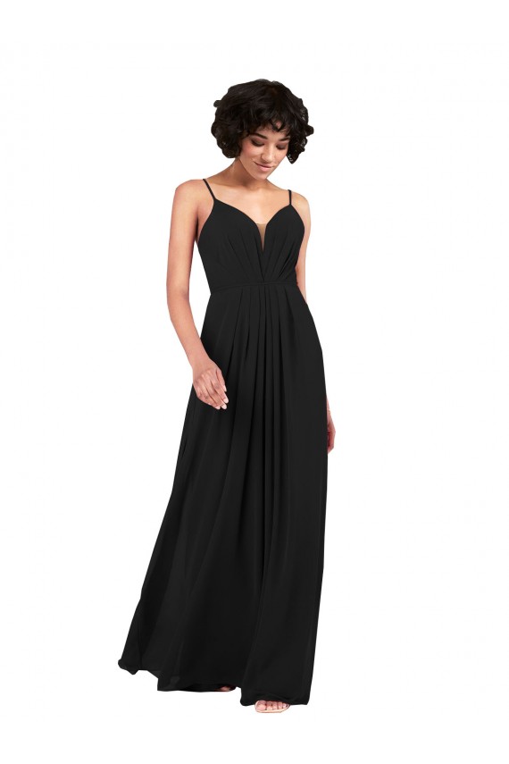 Buy Simple V-Neckline Chiffon Formal Bridesmaid Dress with Pleated Skirt UK