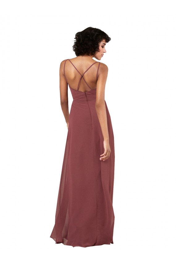 Buy Simple V-Neckline Chiffon Formal Bridesmaid Dress with Pleated Skirt UK