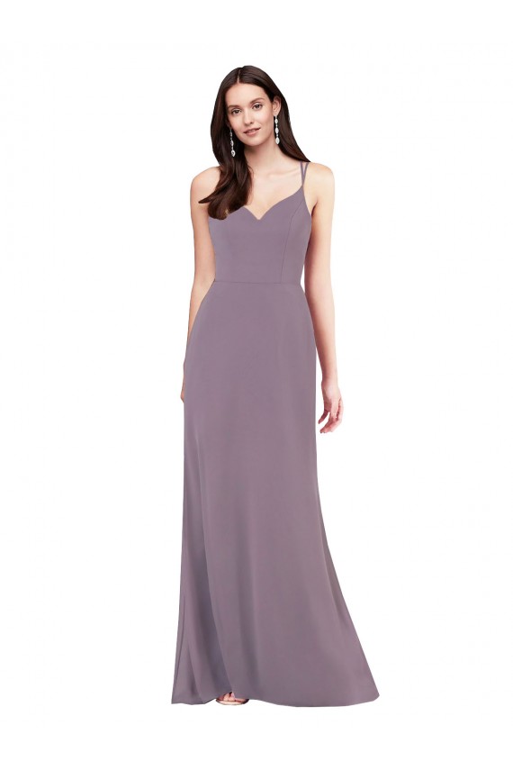 Buy Simple Floor-Length Chiffon Formal Bridesmaid Dress with Criss-Cross Back UK
