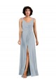 Buy V-Neckline Wrapped Chiffon Bridesmaid Dress with Skirt Slit UK