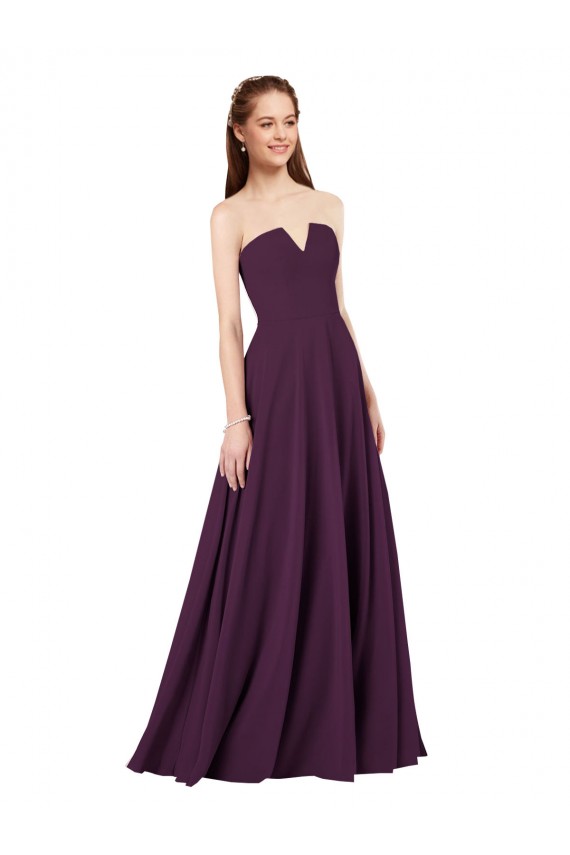 Buy Strapless Chiffon Bridesmaid Dress with Notched Neckline UK