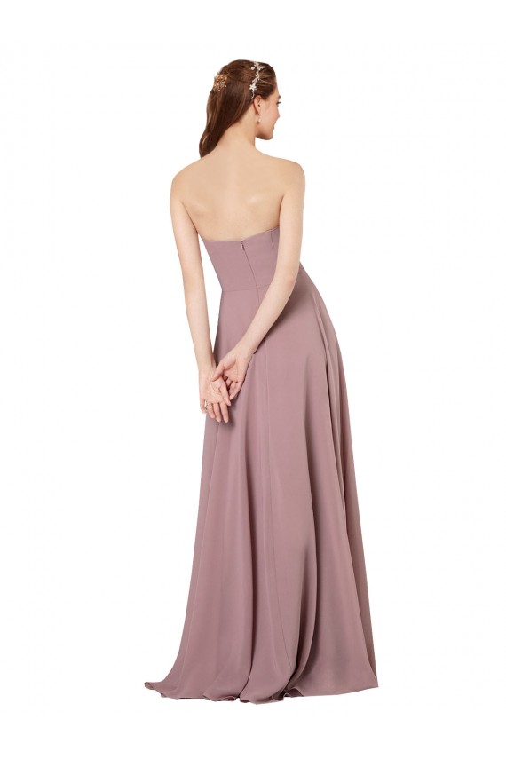 Buy Strapless Chiffon Bridesmaid Dress with Notched Neckline UK