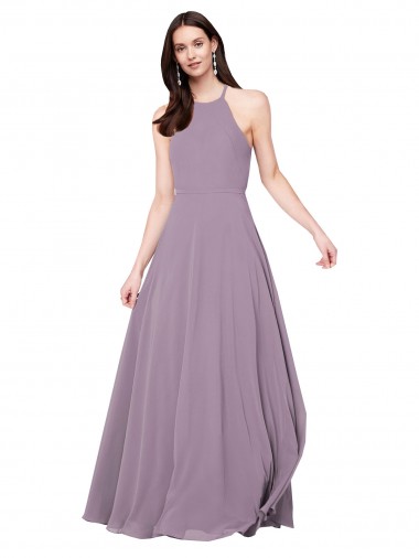 Buy Floor Length Long Chiffon Bridesmaid Dress with Double Bow Feature UK