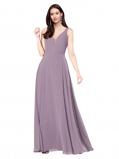 Buy Long Chiffon Formal Bridesmaid Dress with Open Back UK