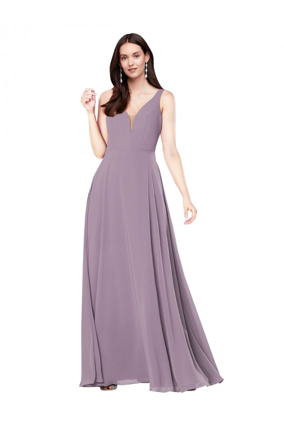 Buy Long Chiffon Formal Bridesmaid Dress with Open Back UK