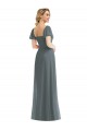 Buy Puff Sleeves Chiffon Maxi Bridesmaid Dress with Front Slit UK