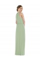 Buy High Neck Scarf Tie Blouson Bodice Maxi Bridesmaid Dress with Front Slit UK