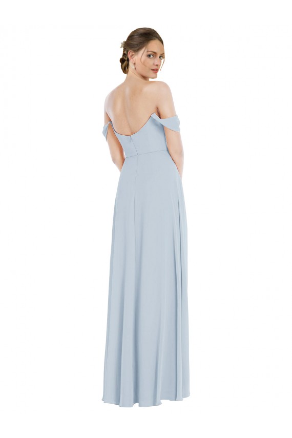 Buy Off the Shoulder Basque Neck Maxi Bridesmaid Dress with Flounce Sleeves UK