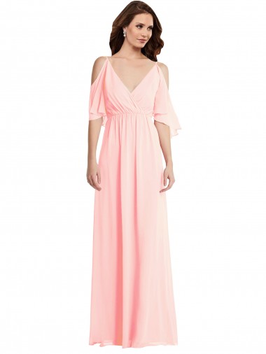 Buy Cold Shoulder Draped Wrap Maxi Bridesmaid Dress UK
