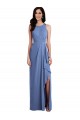 Buy Sleeveless Chiffon Bridesmaid Dress with Draped Front Slit UK