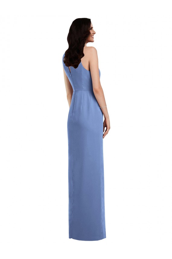 Buy Sleeveless Chiffon Bridesmaid Dress with Draped Front Slit UK