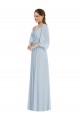Buy Off the Shoulder Puff Sleeve Maxi Formal Bridesmaid Dress with Front Slit UK