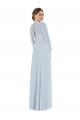 Buy Strapless Chiffon Maxi Formal Bridesmaid Dress with Puff Sleeve Blouson Overlay UK