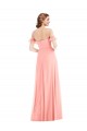 Buy Off the Shoulder Ruffle Cuff Sleeve Chiffon Maxi Bridesmaid Dress UK