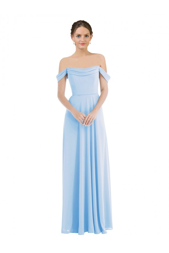 Buy Off the Shoulder Draped Neckline Maxi Formal Bridesmaid Dress UK