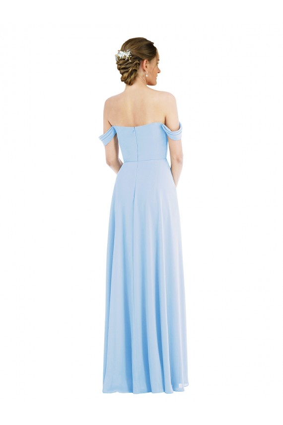 Buy Off the Shoulder Draped Neckline Maxi Formal Bridesmaid Dress UK
