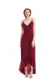 Buy Ruffle Trimmed V-Neck High Low Wrap Chiffon Bridesmaid Dress UK