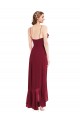 Buy Ruffle Trimmed V-Neck High Low Wrap Chiffon Bridesmaid Dress UK