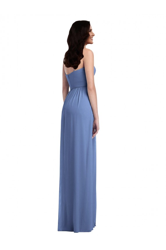 Buy Slim Spaghetti Straps Chiffon Bridesmaid Dress with Front Slit UK