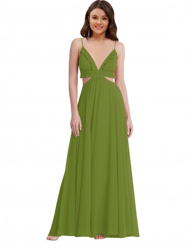 Buy Ruffled Chiffon Cutout Maxi Bridesmaid Dress UK