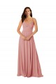 Buy Twist-Knot V-Neck Long Chiffon Bridesmaid Dress UK