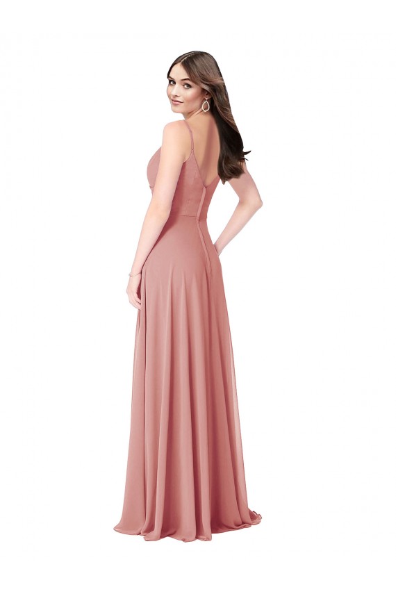 Buy Twist-Knot V-Neck Long Chiffon Bridesmaid Dress UK