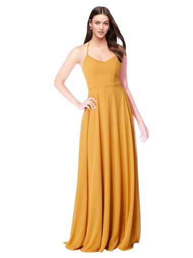 Buy Chiffon A-Line Bridesmaid Dress with Halter Back UK