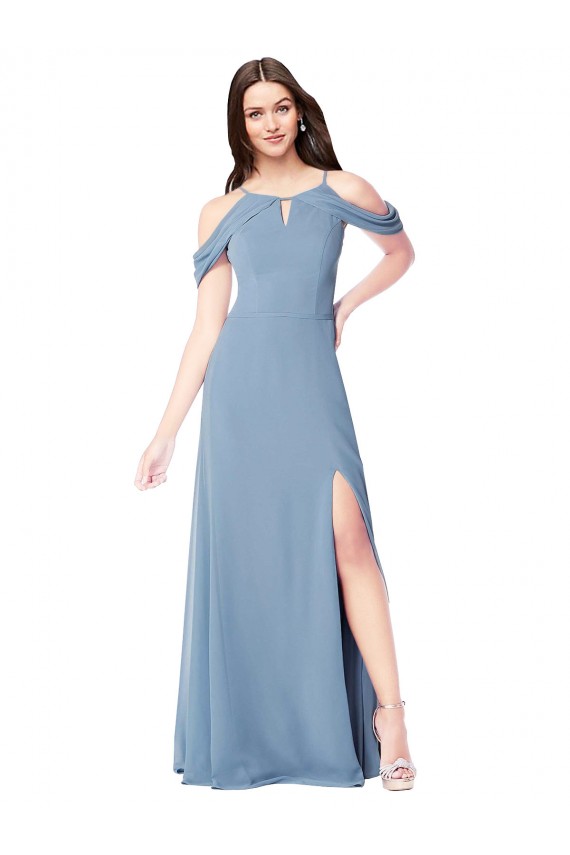 Buy High Neck Chiffon Bridesmaid Dress with Draped Sleeves UK