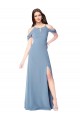 Buy High Neck Chiffon Bridesmaid Dress with Draped Sleeves UK