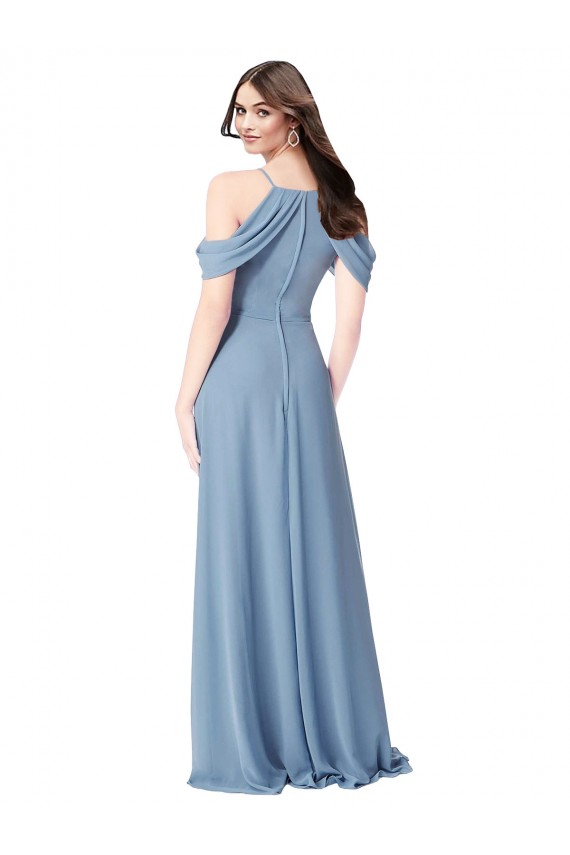 Buy High Neck Chiffon Bridesmaid Dress with Draped Sleeves UK