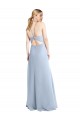 Buy Halter Neck Long Chiffon Bridesmaid Dress with Strappy Back and Daring Side Slit UK