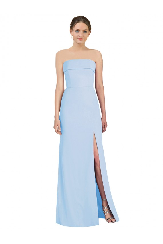Buy Strapless Trumpet Chiffon Formal Bridesmaid Dress with Thigh high Slit UK