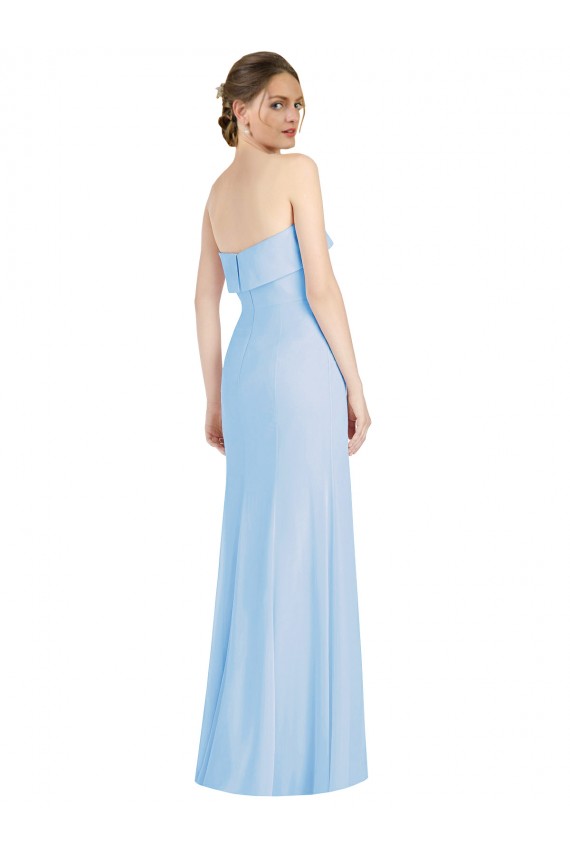 Buy Strapless Trumpet Chiffon Formal Bridesmaid Dress with Thigh high Slit UK