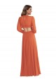 Buy High Low Ruffled Long Chiffon Cutout Bishop Sleeves Maxi Bridesmaid Dress UK