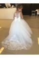 Buy Champagne Ball Gown Sweetheart Chapel Train Sleeveless Flower Girl Dress UK