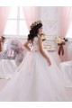 Buy Ivory Ball Gown Bateau Chapel Train Sleeveless Flower Girl Dress UK