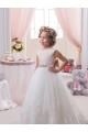 Buy Ivory Ball Gown Bateau Neck Chapel Train V-Back Flower Girl Dress UK